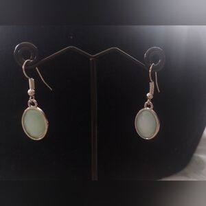 Elegant Silver Tone and Green Earrings